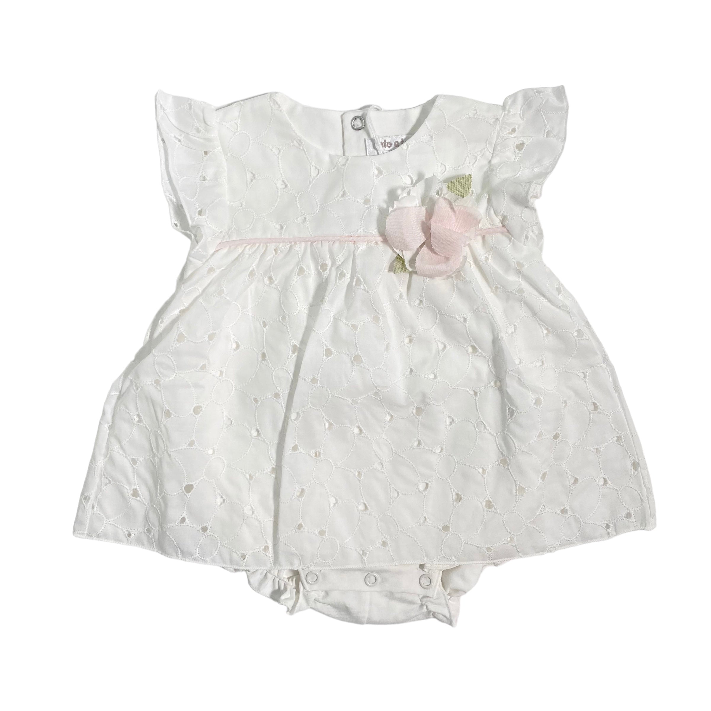 Pagliaccetto In Pizzo San Gallo Neonata TETO E TATTA PA4790 - TETO E TATTA - Luxury Kids