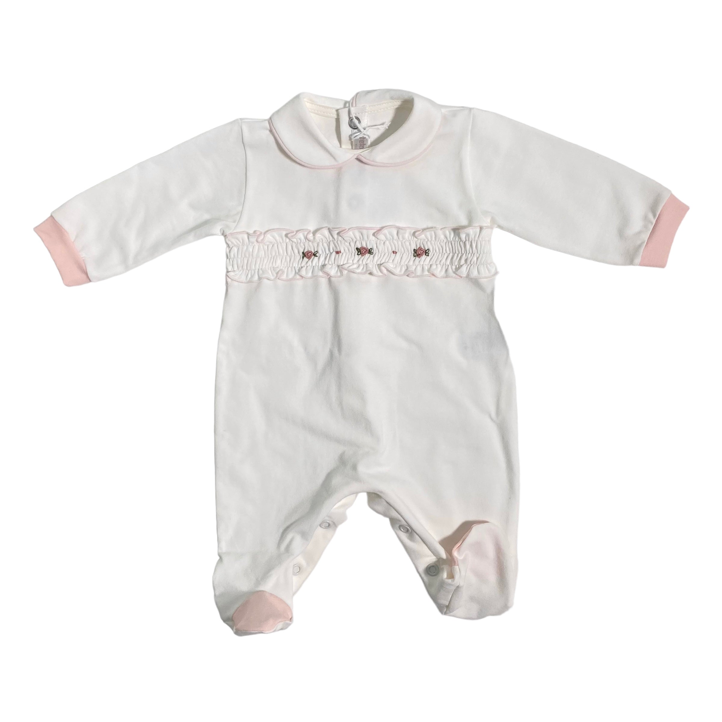 Tutina Intera In Cotone Ricamata A Mano Neonata TETO E TATTA TU4800 - TETO E TATTA - Luxury Kids