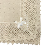Coperta Scialle In Filo Di Cotone Con Pizzo Beige Neonata DR KID DK205 - DR KID - Luxury Kids
