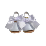 Sandali Primi Passi Minorchine In Pelle Satinata con Fiocco in Raso Bambina INDICE 300S