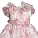 Abito Elegante Mezza Manica In Organza Stampata Floreale Neonata ISABEL F161N - ISABEL - Luxury Kids