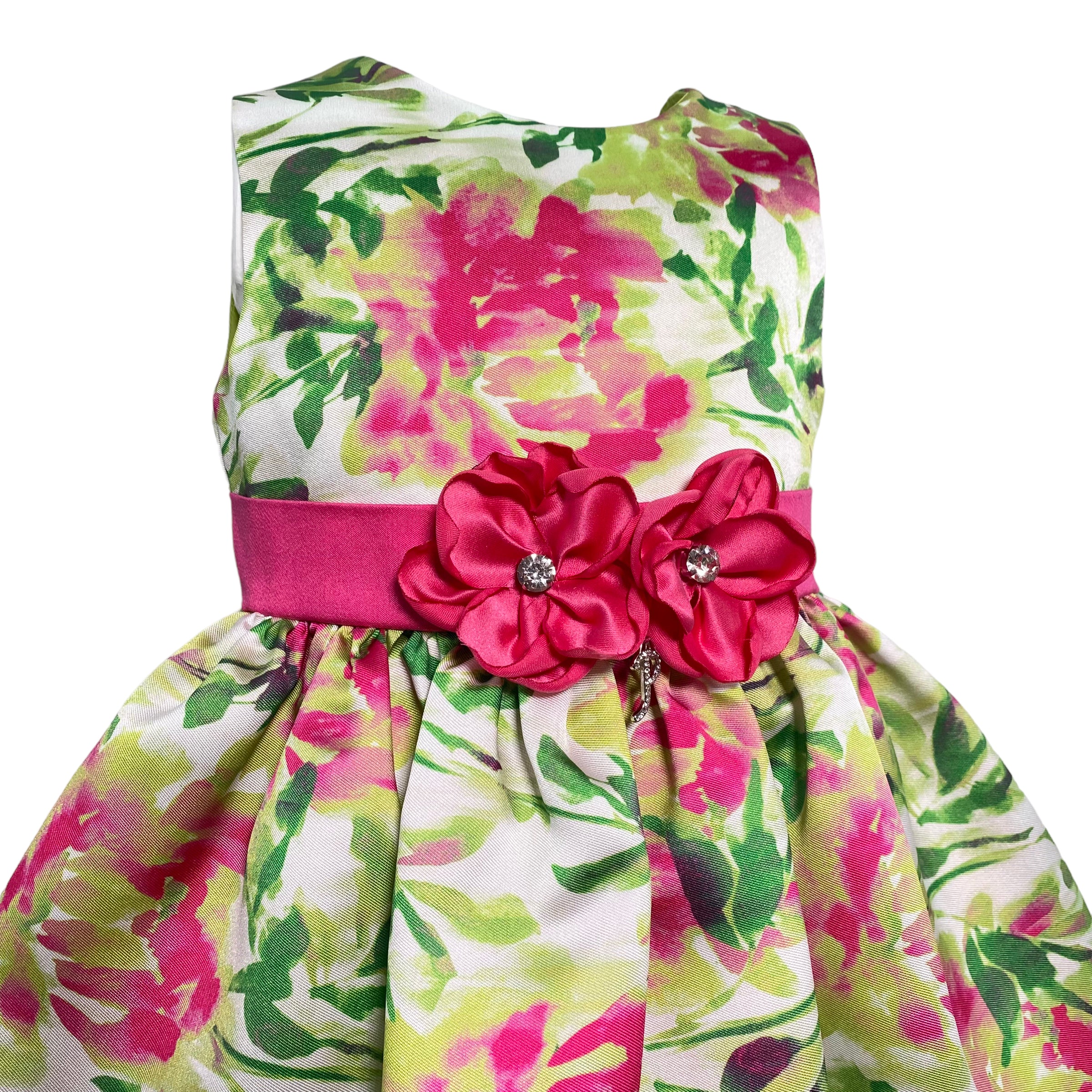 Abito Elegante Smanicato Modello Bambolina Fantasia Floreale Neonata PETIT 2015659F - PETIT - Luxury Kids