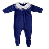 Tutina In Misto Lana Maniche Lunghe Blu Neonata Dr.Kid DK141 - DR.KID - LuxuryKids