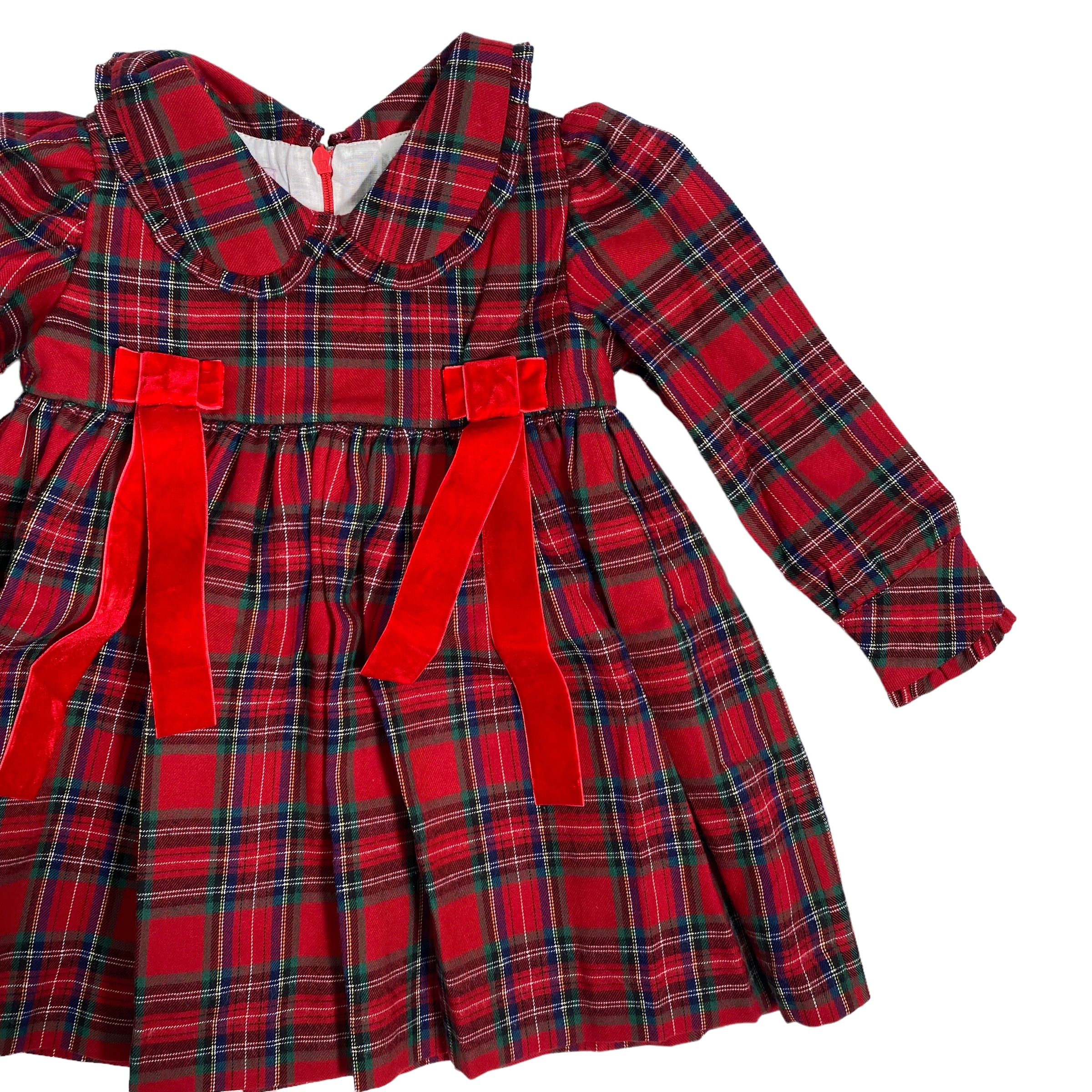Abito Manica Lunga Tartan Rosso Bambina PHI CLOTHING 22714 - PHY CLOTHING - LuxuryKids