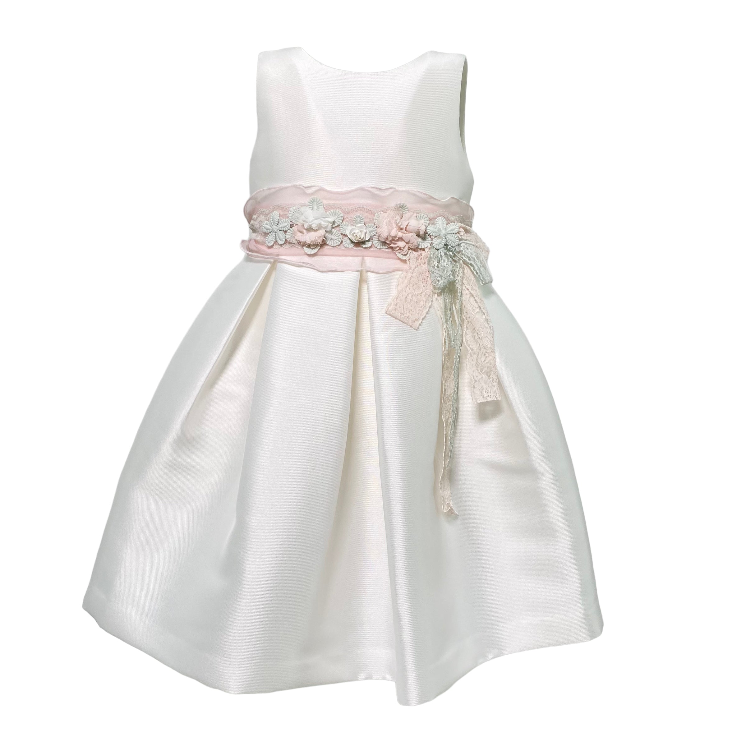 Abito Elegante Smanicato In Mikado Bianco Bambina MIMILU' 609 - MIMILU' - Luxury Kids