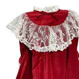 Abito Manica Lunga In Velluto Rosso Con Pizzo Bambina PHI CLOTHING 22702 - PHY CLOTHING - LuxuryKids