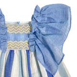 Abito Smanicato A Righe In Cotone Bambina DEL SUR 0556