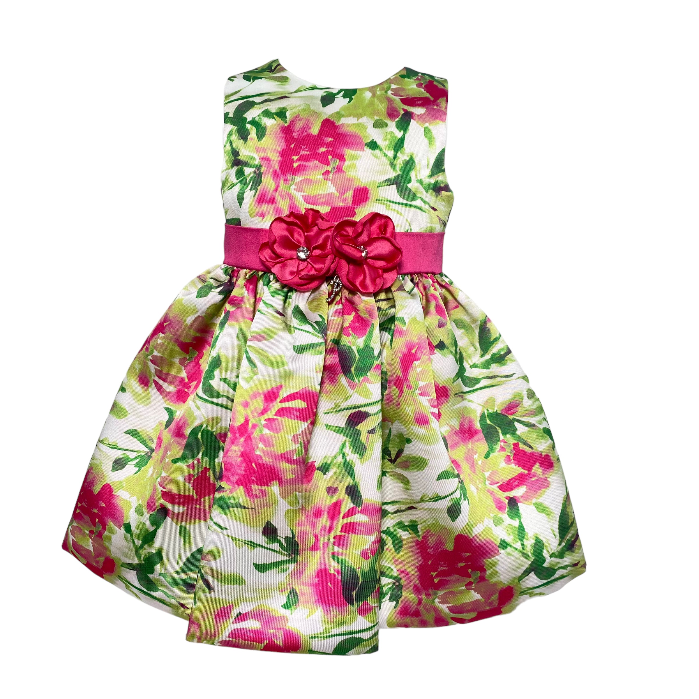 Abito Elegante Smanicato Modello Bambolina Fantasia Floreale Neonata PETIT 2015659F - PETIT - Luxury Kids