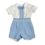 Completo Corto Elegante In Cotone Con Bermuda Neonato PONTO POR PONTO 5930 - PONTO POR PONTO - Luxury Kids