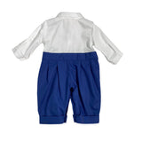 Tutina Intera In Cotone Bianca E Blu Neonato NINNAOH E23226TNP - NINNAOH - Luxury Kids