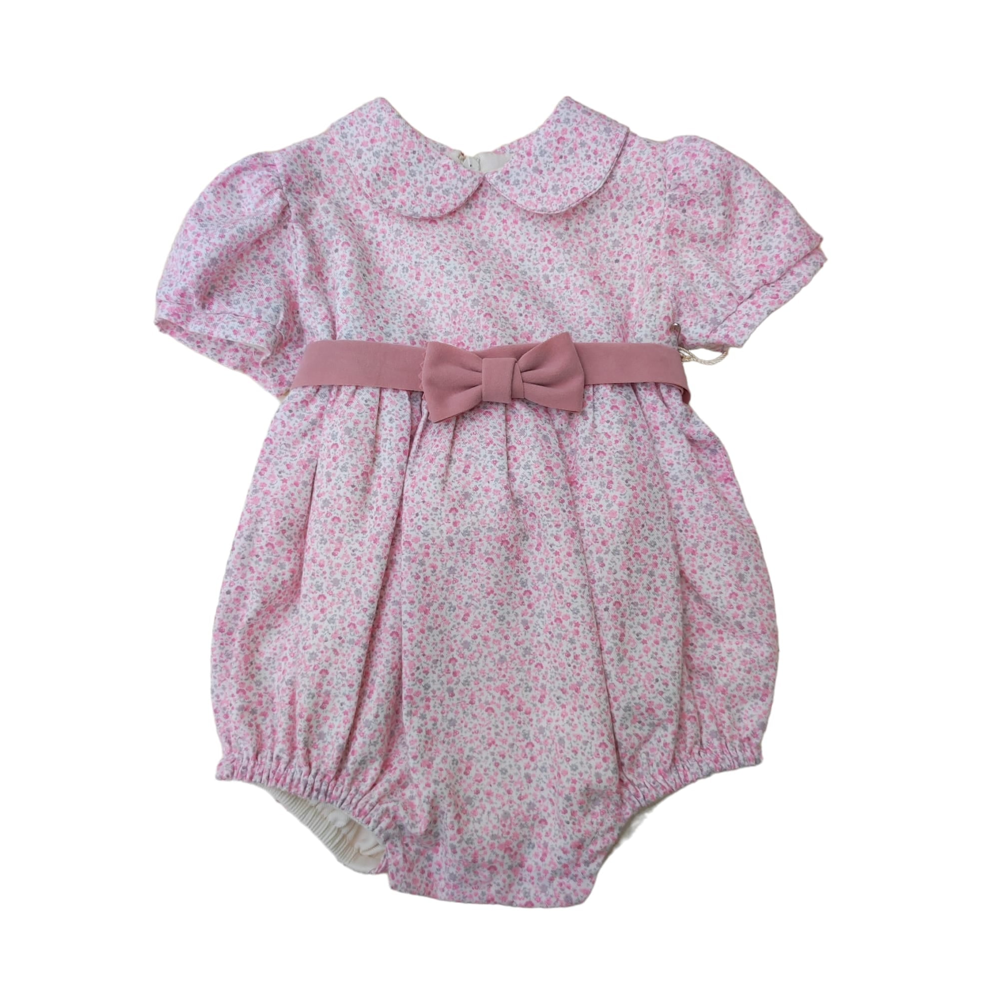 Pagliaccetto Floreale con Fiocco Caldo Cotone Neonata IS6355N - ISABEL - LuxuryKids