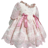 Abito Elegante Manica 3/4 Con Culotte In Tulle E Pizzo Rosa Neonata MIMOSA ITALICA - MIMOSA - Luxury Kids