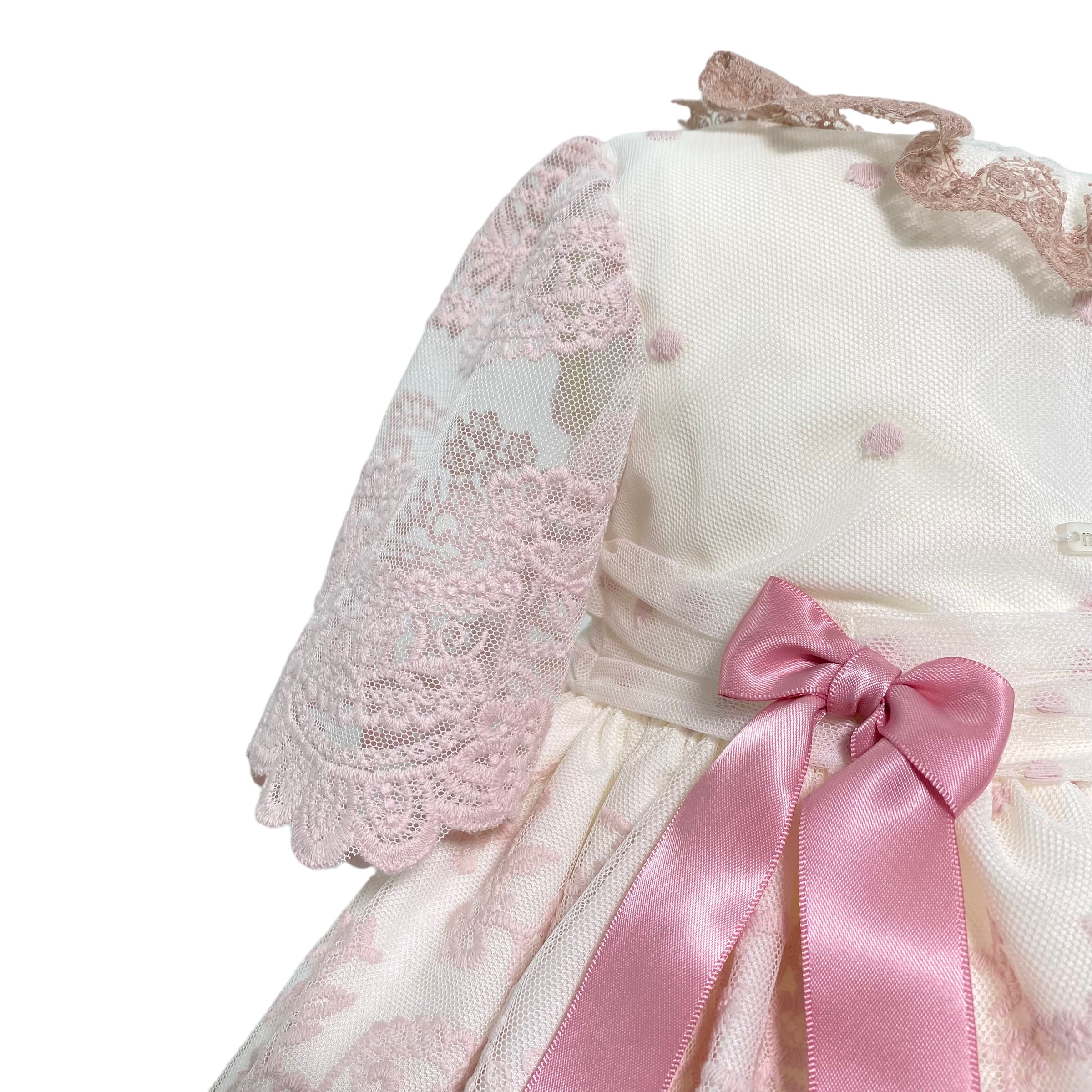 Abito Elegante Manica 3/4 Con Culotte In Tulle E Pizzo Rosa Neonata MIMOSA ITALICA - MIMOSA - Luxury Kids