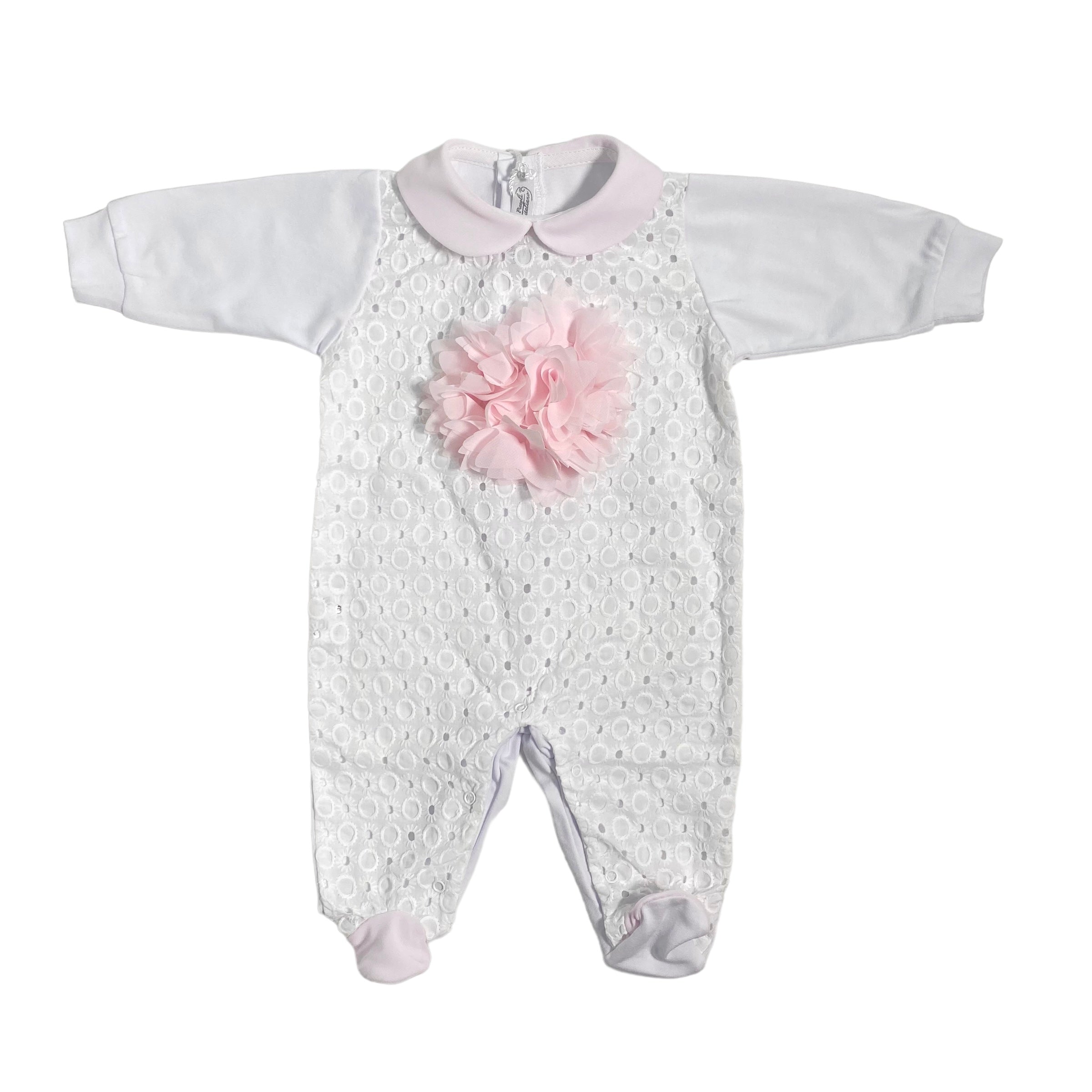 Tutina Intera In Cotone Bianca Neonata LA SARTORIA DEI PICCOLI LTB309 - LA SARTORIA DEI PICCOLI - Luxury Kids