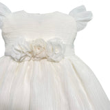 Abito Elegante Battesimale In Organza Rigata Neonata NINNAOH E23AB415 - NINNAOH - Luxury Kids