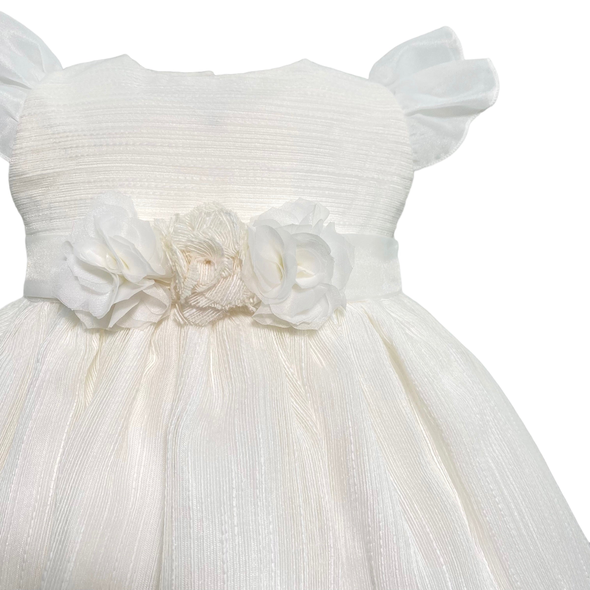 Abito Elegante Battesimale In Organza Rigata Neonata NINNAOH E23AB415 - NINNAOH - Luxury Kids