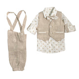 Eleganter Anzug aus Leinenmischung für Neugeborene BUFI M0040A