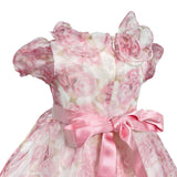 Abito Elegante Mezza Manica In Organza Stampata Floreale Neonata ISABEL F161N - ISABEL - Luxury Kids