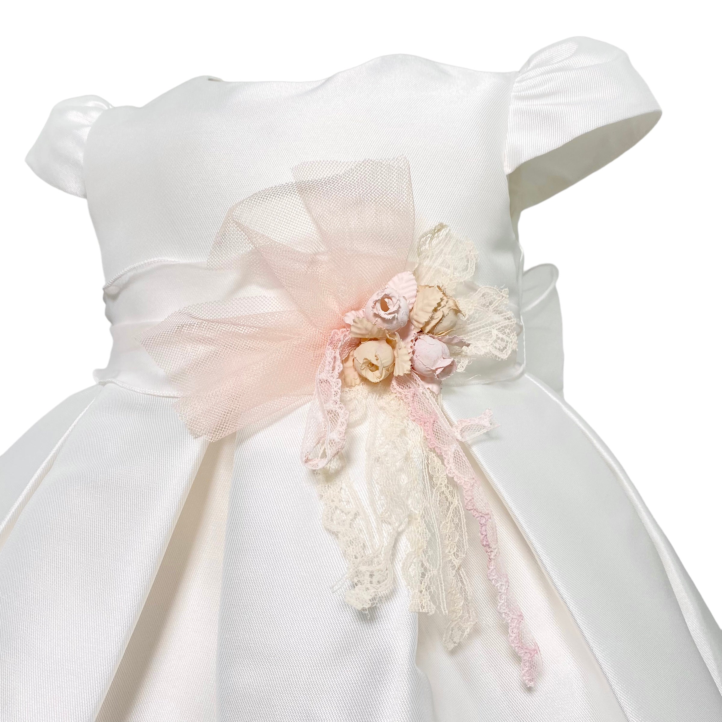 Abito Elegante Mezza Manica In Mikado Bianco Neonata MIMILU' 328BB - MIMILU' - Luxury Kids