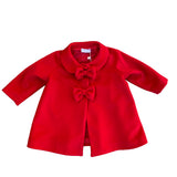 Cappotto Svasato In Panno Con Collo Tondo E Fiocchi Bambina ISABEL C350B - ISABEL - LuxuryKids