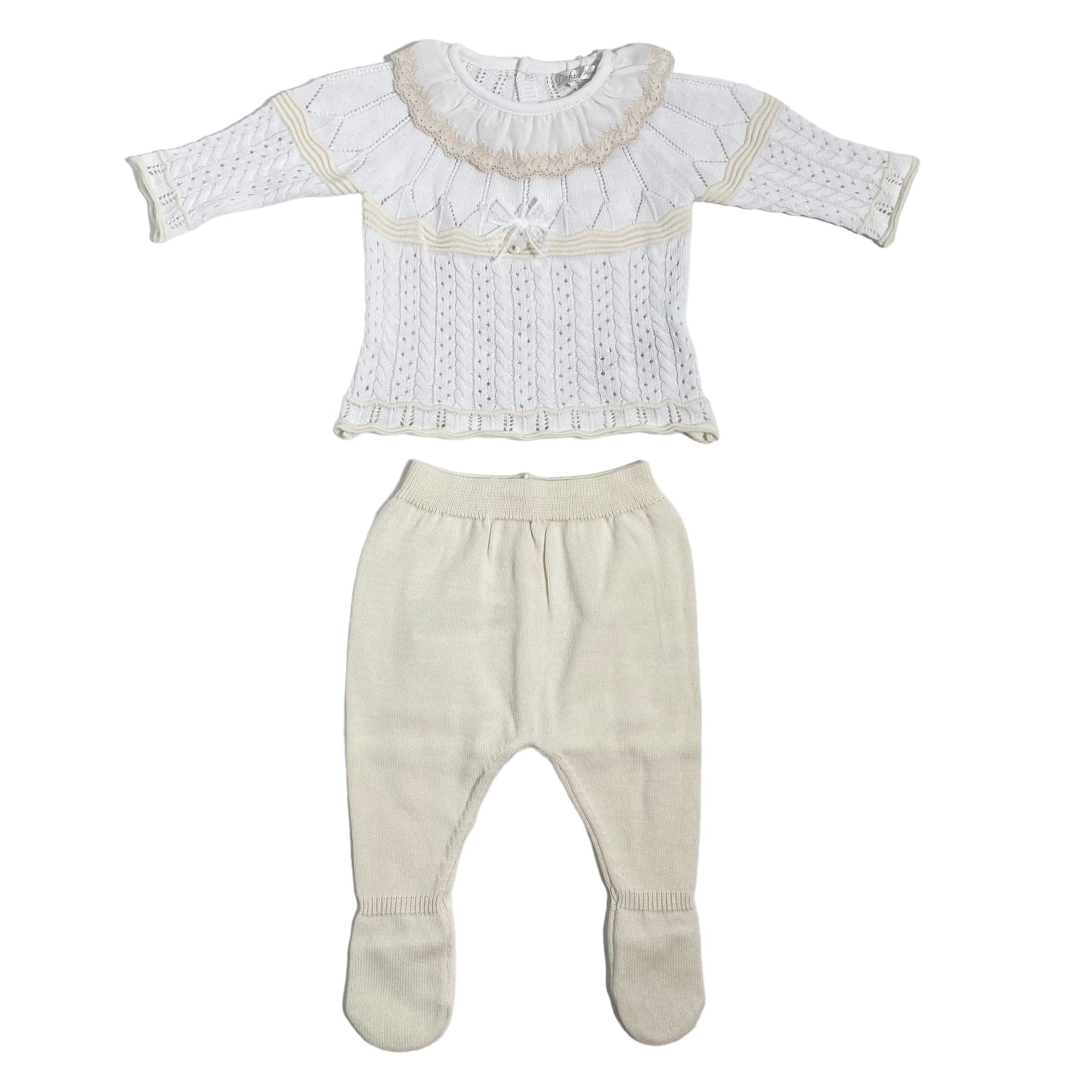 Tutina Spezzata In Filo Di Cotone Traforata Neonata DR KID DK161 - DR KID - Luxury Kids