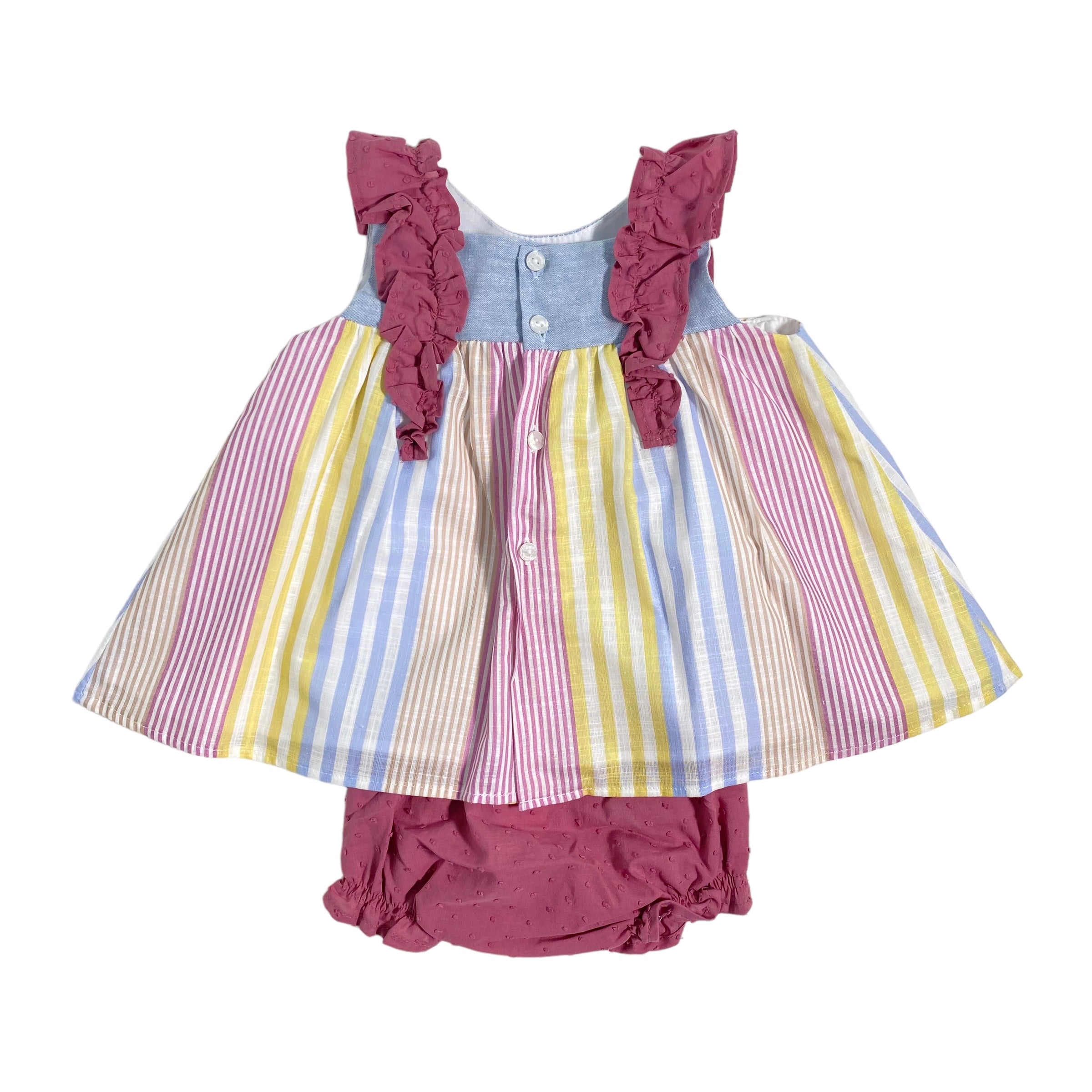 Abito Smanicato A Righe Con Culotte Neonata YOEDU 0335 - YOEDU - Luxury Kids