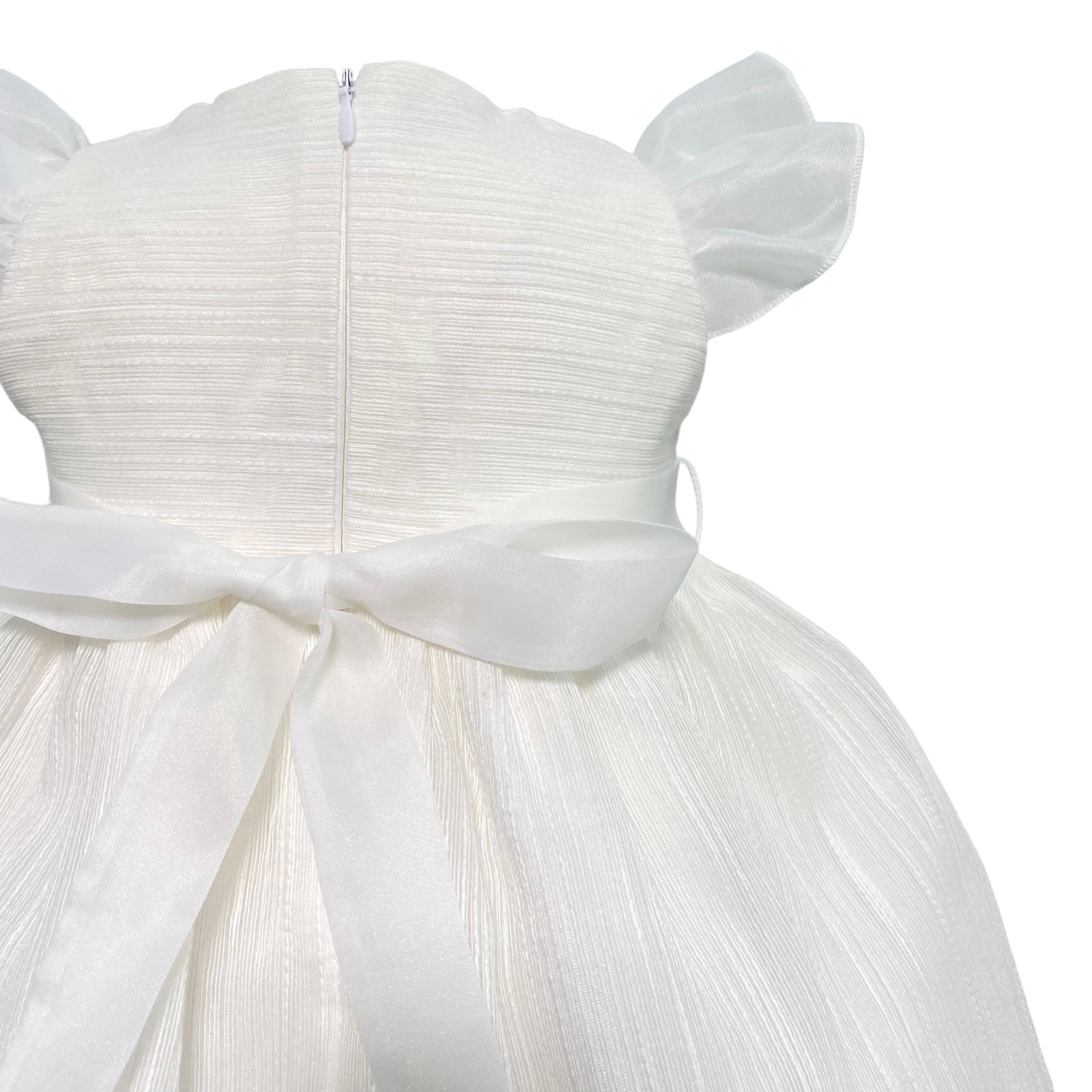 Abito Elegante Battesimale In Organza Rigata Neonata NINNAOH E23AB415 - NINNAOH - Luxury Kids