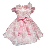 Abito Elegante Mezza Manica In Organza Stampata Floreale Neonata ISABEL F161N - ISABEL - Luxury Kids
