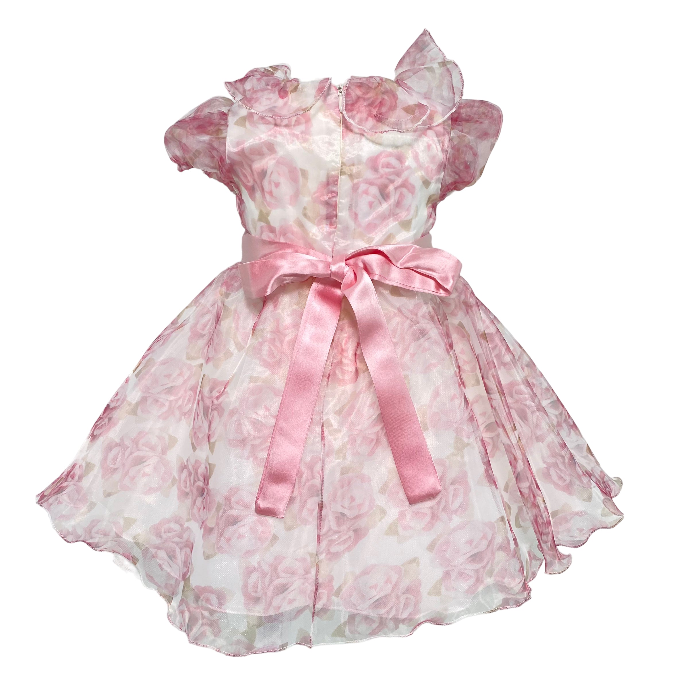 Abito Elegante Mezza Manica In Organza Stampata Floreale Neonata ISABEL F161N - ISABEL - Luxury Kids