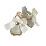 Sandali Primi Passi Minorchine In Pelle Satinata con Fiocco in Raso Bambina INDICE 300S