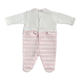 Tutina Intera In Filo Di Cotone E Tessuto Operato Neonata LA SARTORIA DEI PICCOLI LT313 - LA SARTORIA DEI PICCOLI - Luxury Kids