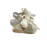 Sandali Primi Passi Minorchine In Pelle Satinata con Fiocco in Raso Bambina INDICE 300S