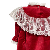Abito Manica Lunga In Velluto Rosso Con Pizzo Bambina PHI CLOTHING 22702 - PHY CLOTHING - LuxuryKids