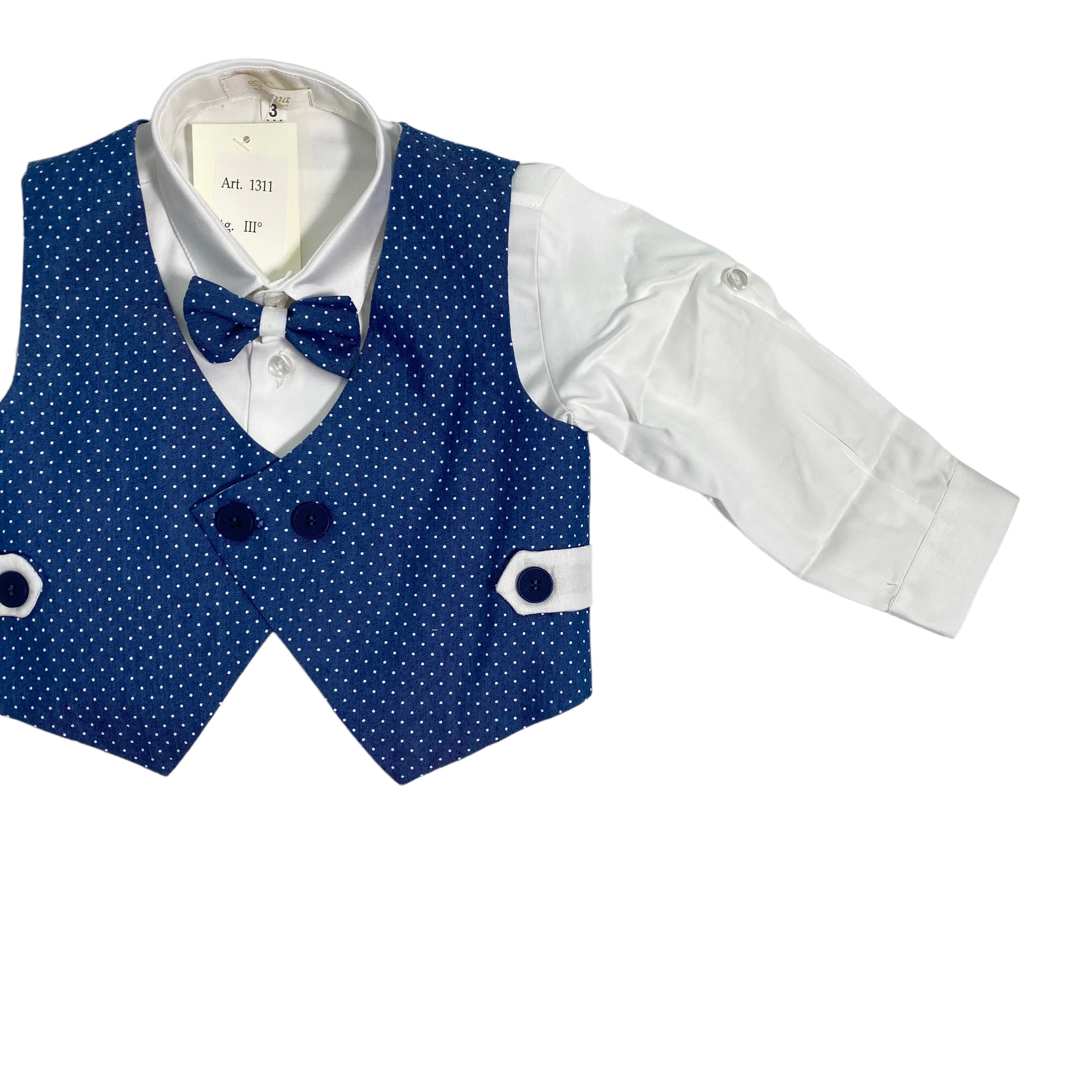 Completo Elegante Con Bermuda In Lino Neonato CREAZIONI LUANA 1311 - CREAZIONI LUANA - Luxury Kids