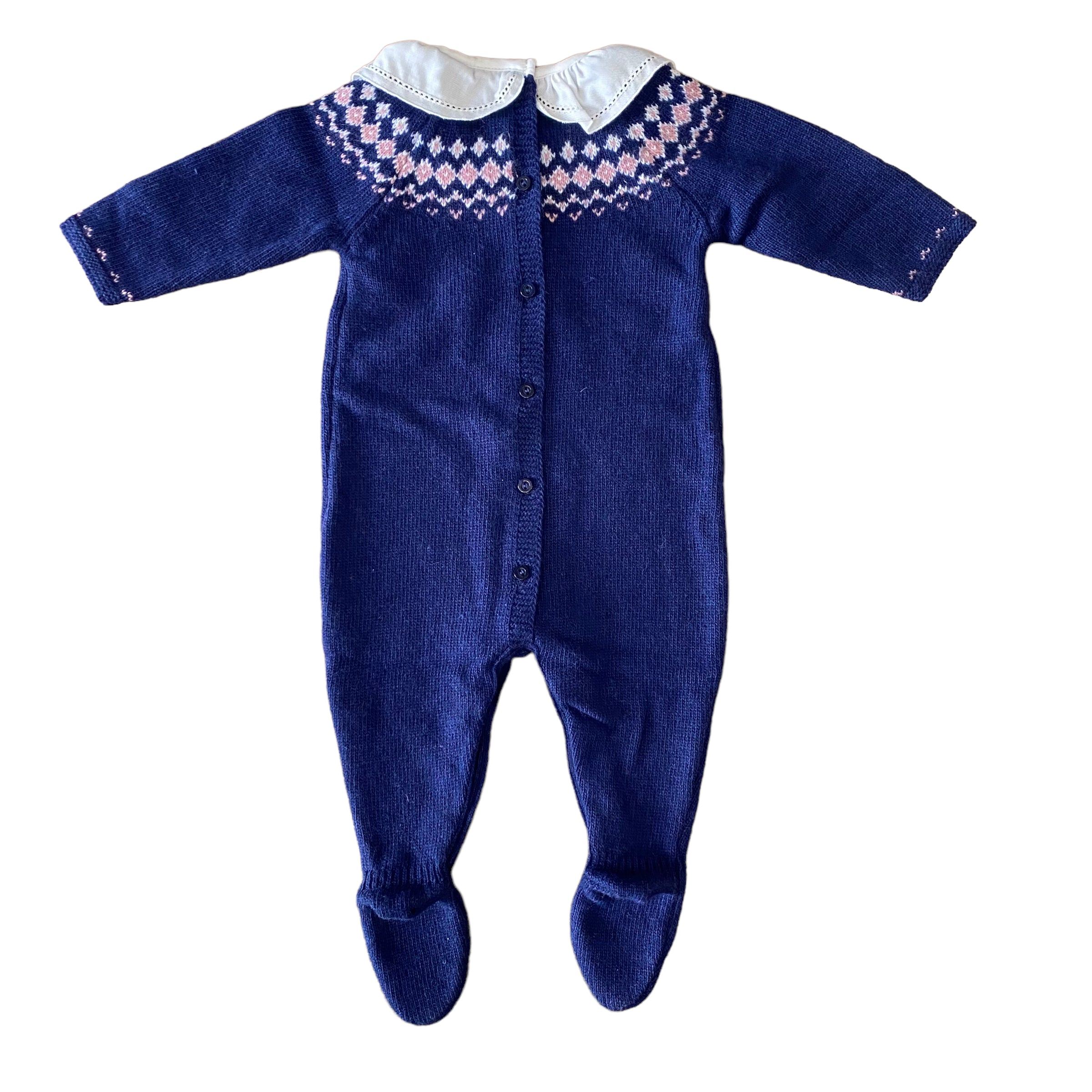 Tutina In Misto Lana Maniche Lunghe Blu Neonata Dr.Kid DK141 - DR.KID - LuxuryKids