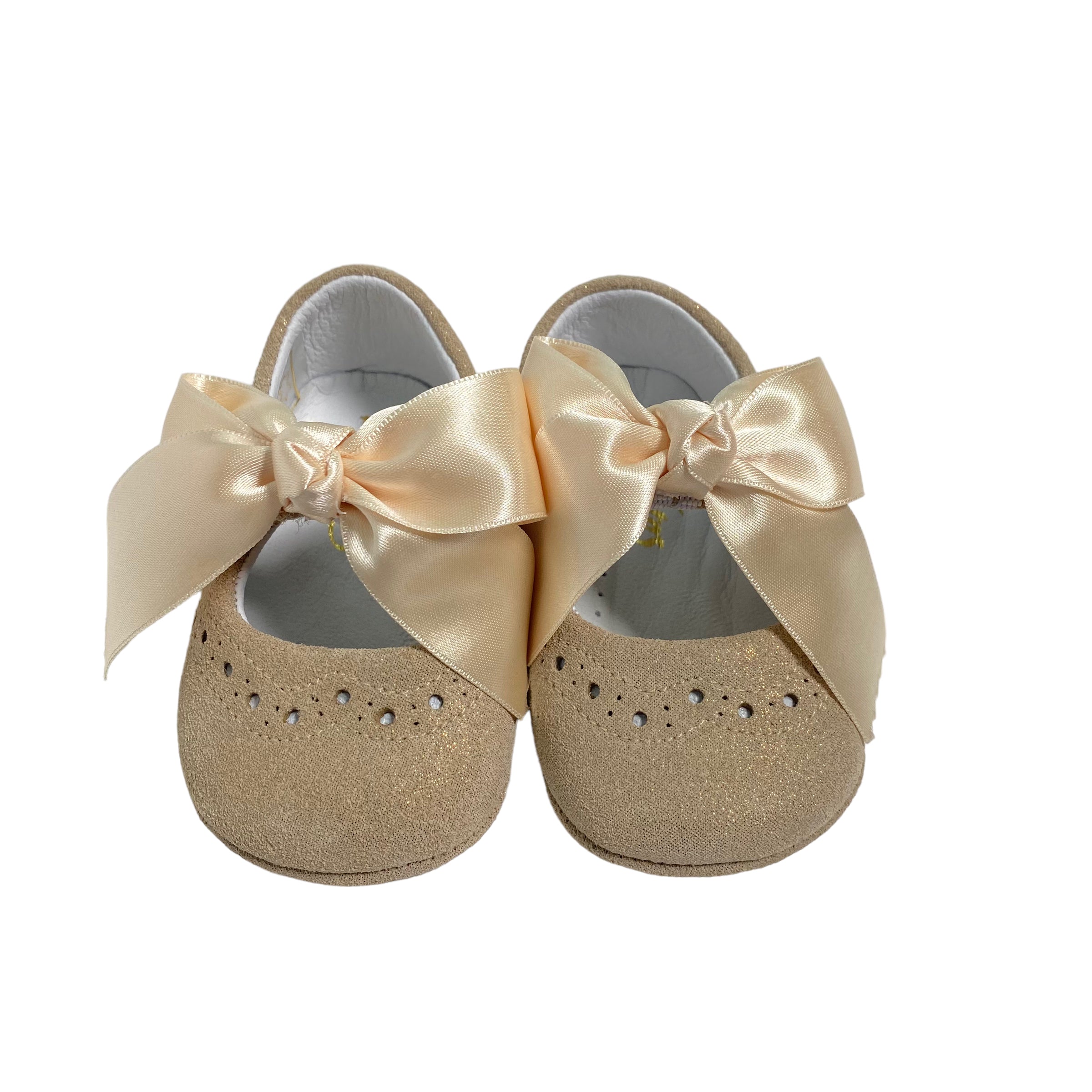 Scarpe Da Culla Modello Ballerina In Camoscio Con Fiocco Neonata RIZITOS A3203 - RIZITOS - Luxury Kids