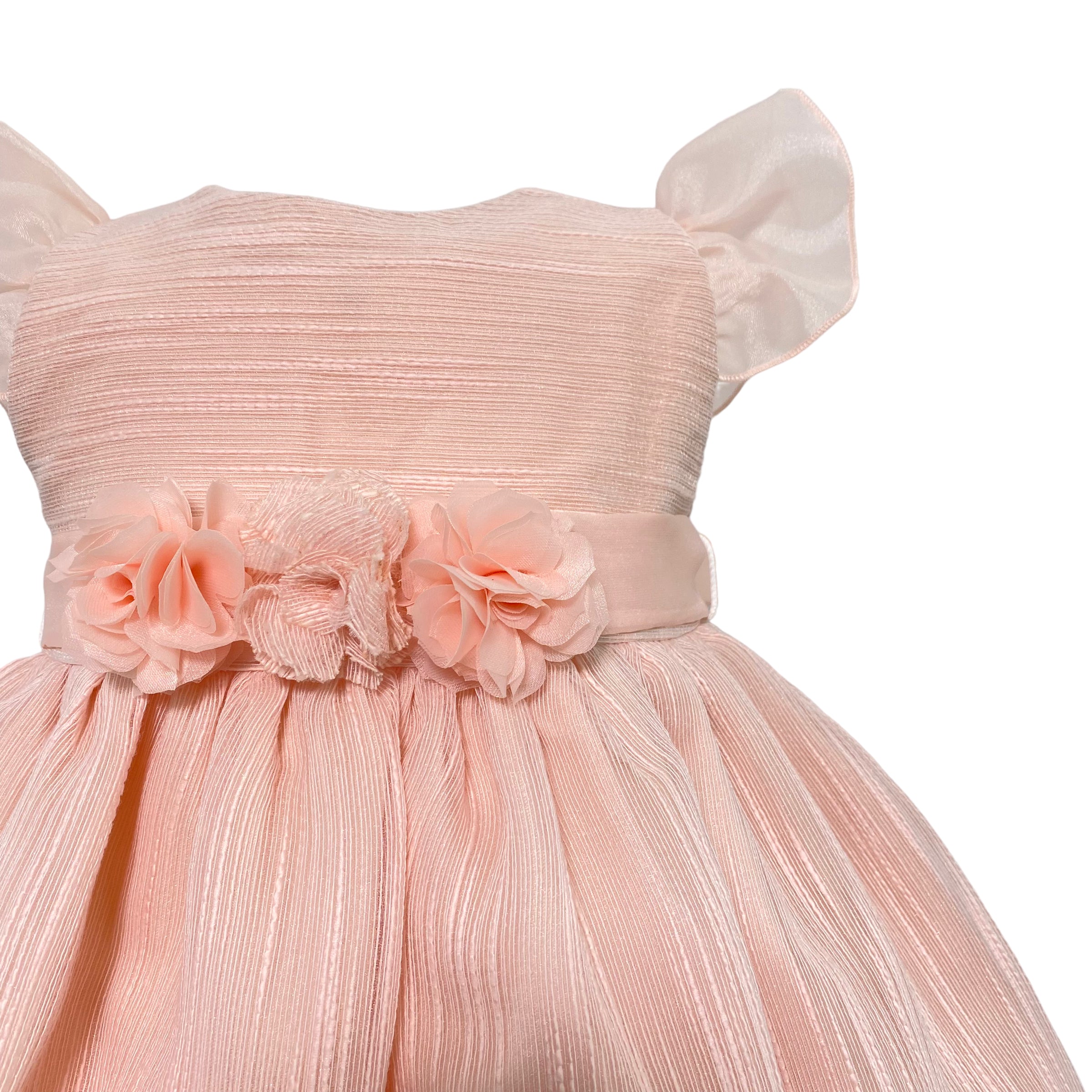 Abito Elegante Battesimale In Organza Rigata Neonata NINNAOH E23AB415 - NINNAOH - Luxury Kids