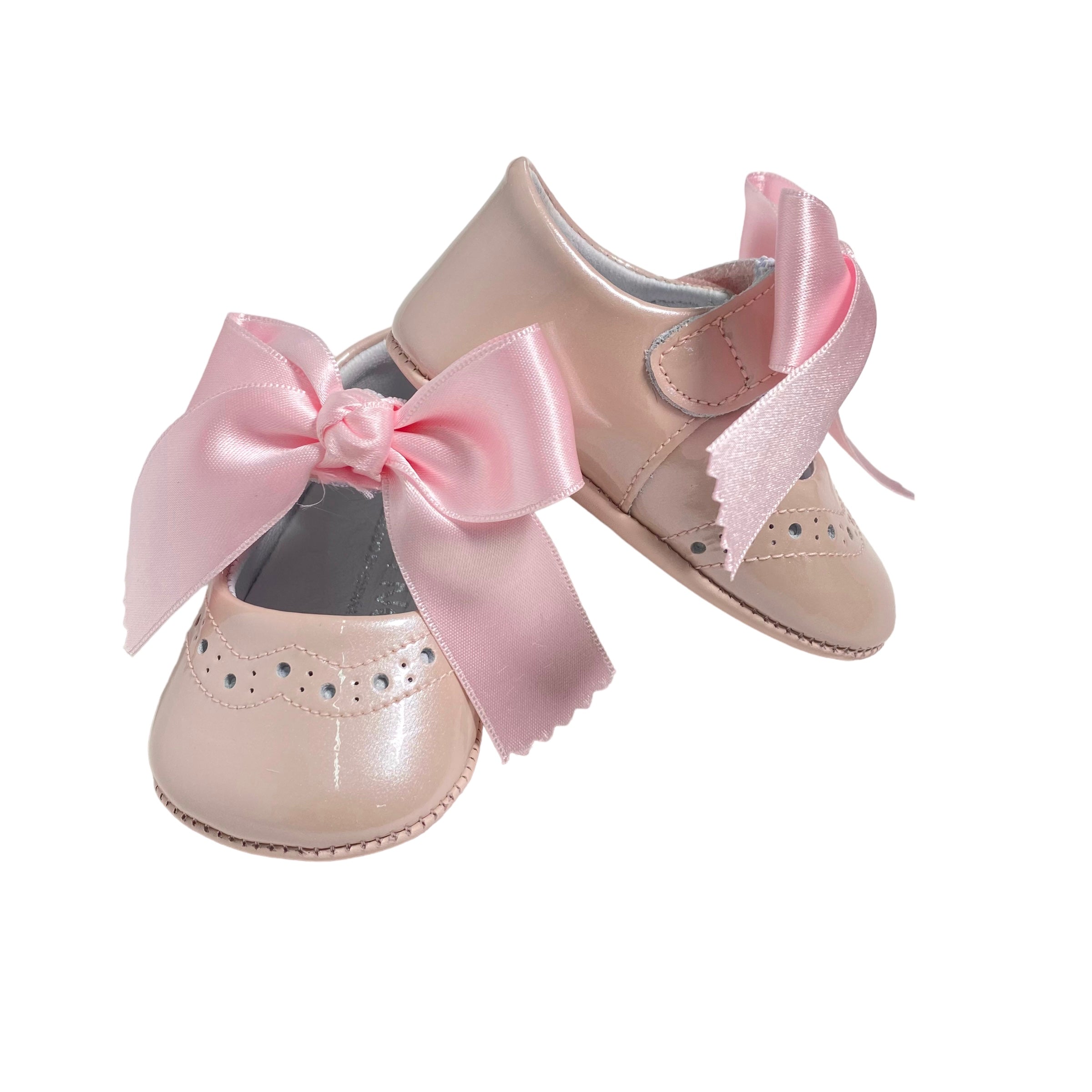 Scarpe Da Culla Modello Ballerina In Vernice Con Fiocco In Raso Neonata PANYNO A3203V - PANYNO - Luxury Kids