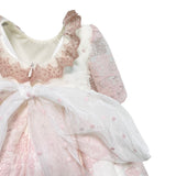 Abito Elegante Manica 3/4 Con Culotte In Tulle E Pizzo Rosa Neonata MIMOSA ITALICA - MIMOSA - Luxury Kids