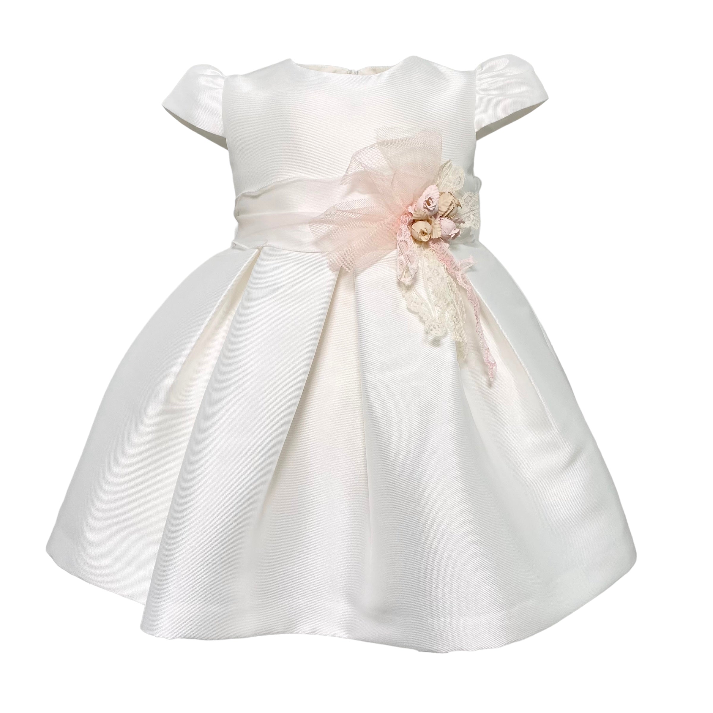 Abito Elegante Mezza Manica In Mikado Bianco Neonata MIMILU' 328BB - MIMILU' - Luxury Kids