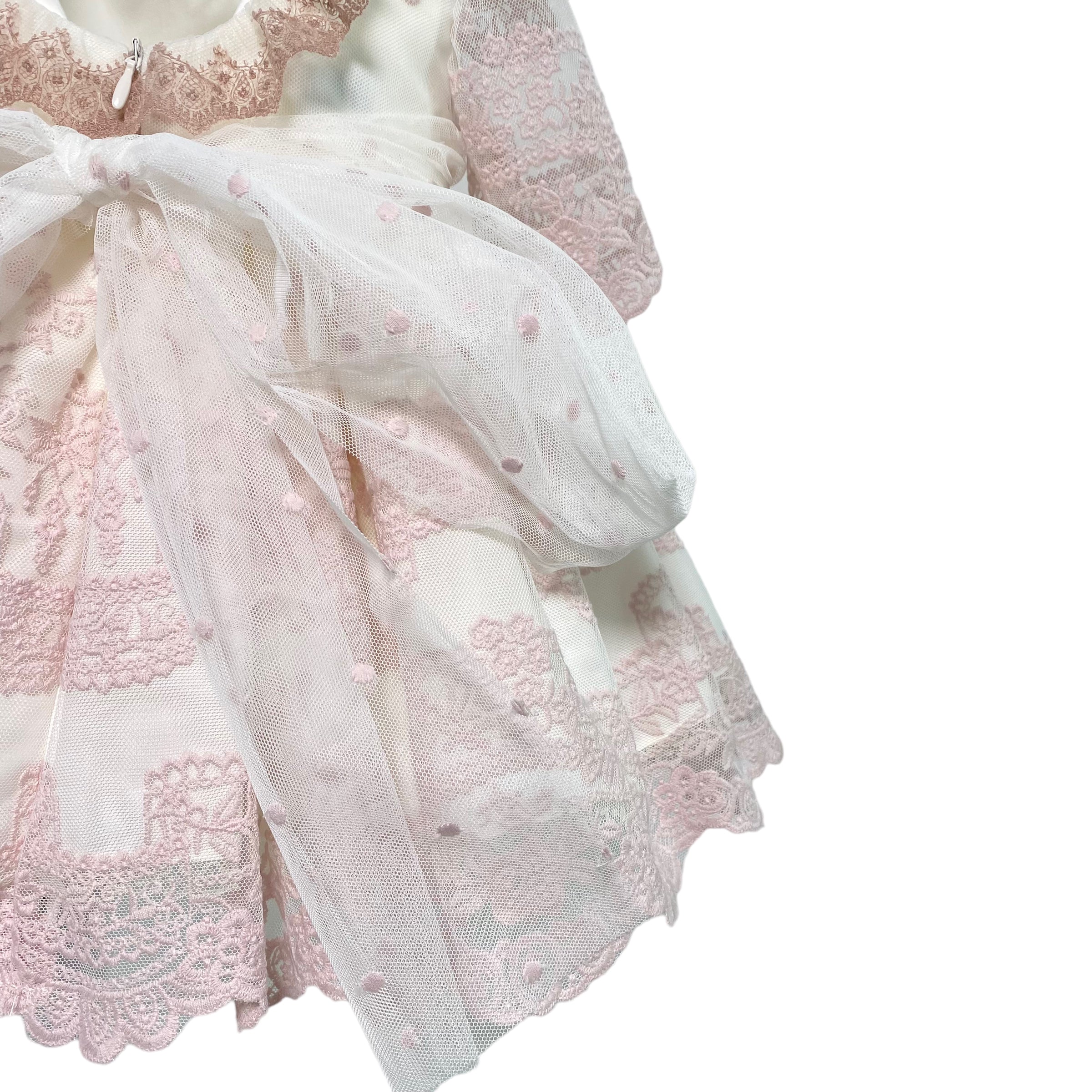 Abito Elegante Manica 3/4 Con Culotte In Tulle E Pizzo Rosa Neonata MIMOSA ITALICA - MIMOSA - Luxury Kids