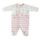 Tutina Intera In Filo Di Cotone E Tessuto Operato Neonata LA SARTORIA DEI PICCOLI LT313 - LA SARTORIA DEI PICCOLI - Luxury Kids