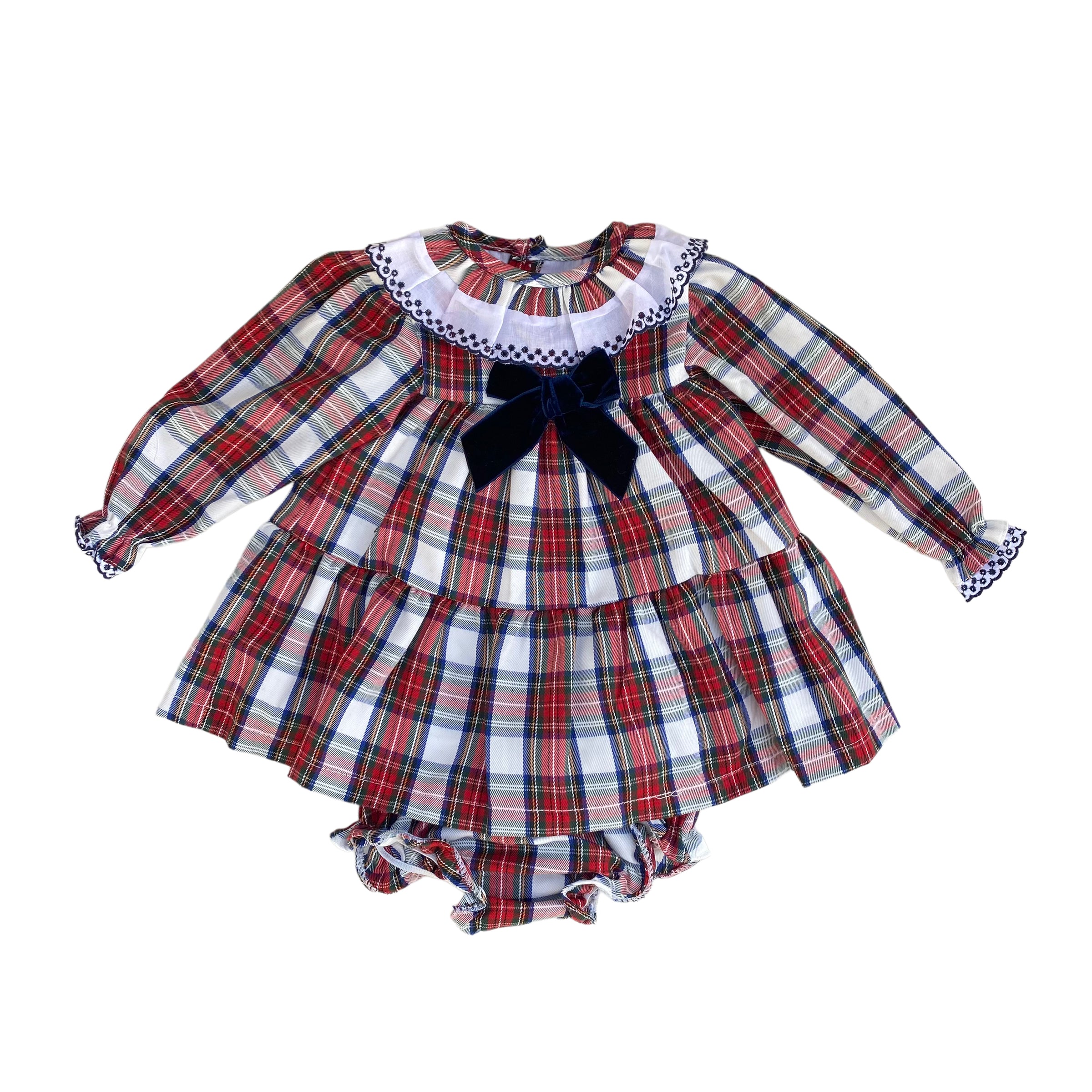 Abito Manica Lunga Tartan Con Culotte Bambina VALENTINA BEBES CWA154 - VALENTINA BEBES - LuxuryKids
