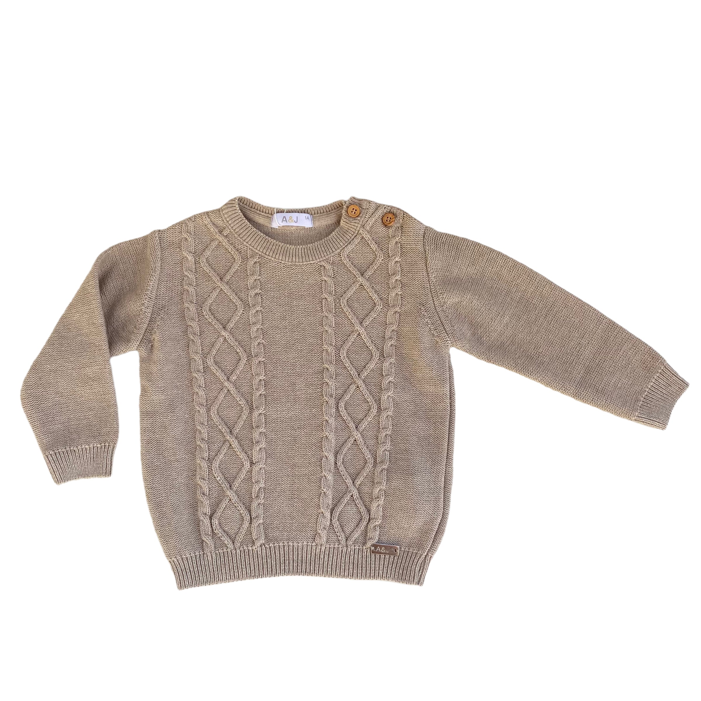 Maglioncino In Caldo Cotone Con Trecce Bambino A&J 343 - A&J - LuxuryKids