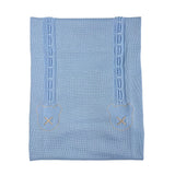 Coperta Scialle In Filo Di Cotone Con Trecce E Orso Celeste Neonato CREAZIONI LUANA 1020 - CREAZIONI LUANA - Luxury Kids