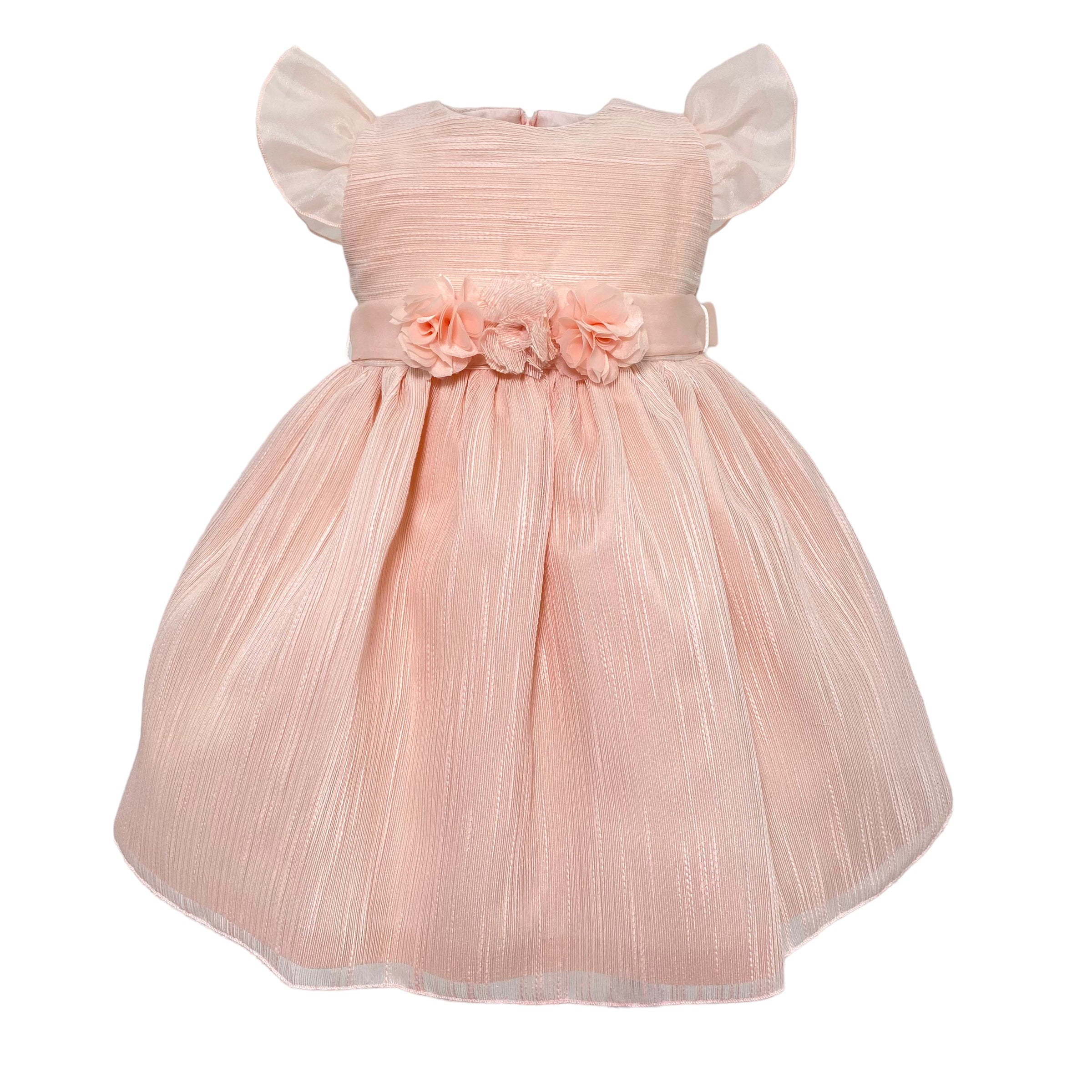 Abito Elegante Battesimale In Organza Rigata Neonata NINNAOH E23AB415 - NINNAOH - Luxury Kids
