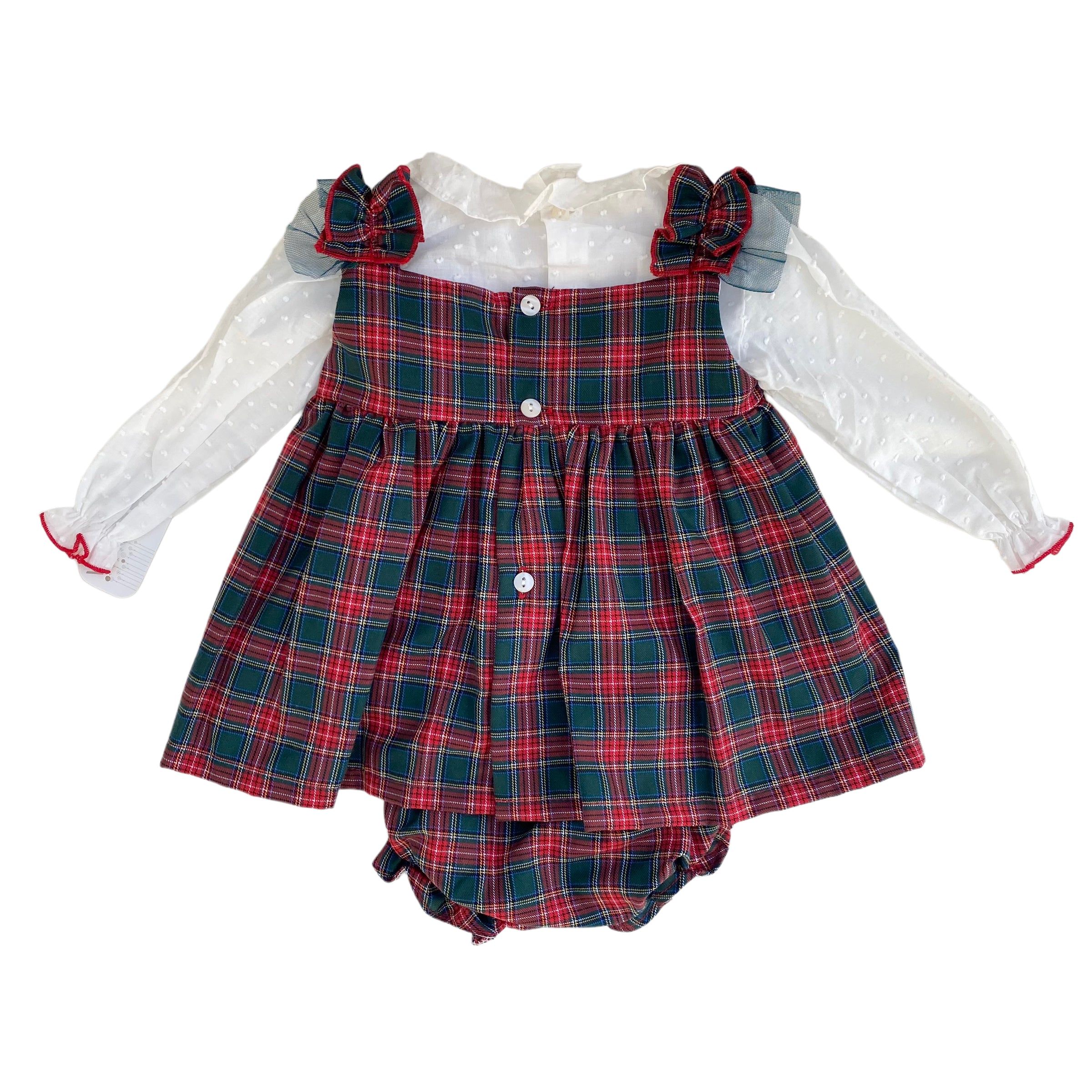 Completo Salopette Scozzese E Camicia Bambina VALENTINA BEBES CWA165 - VALENTINA BEBES - LuxuryKids