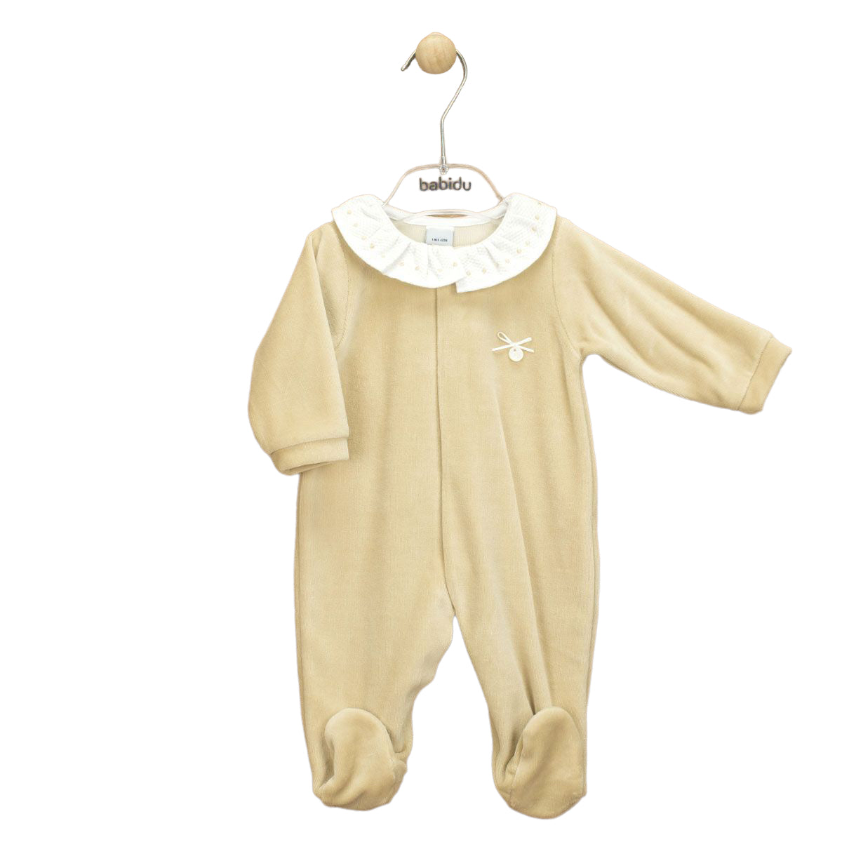 Tutina Intera In Ciniglia Beige Neonata BABIDU 19716 - BABIDU - LuxuryKids