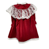 Abito Manica Lunga In Velluto Rosso Con Pizzo Bambina PHI CLOTHING 22702 - PHY CLOTHING - LuxuryKids