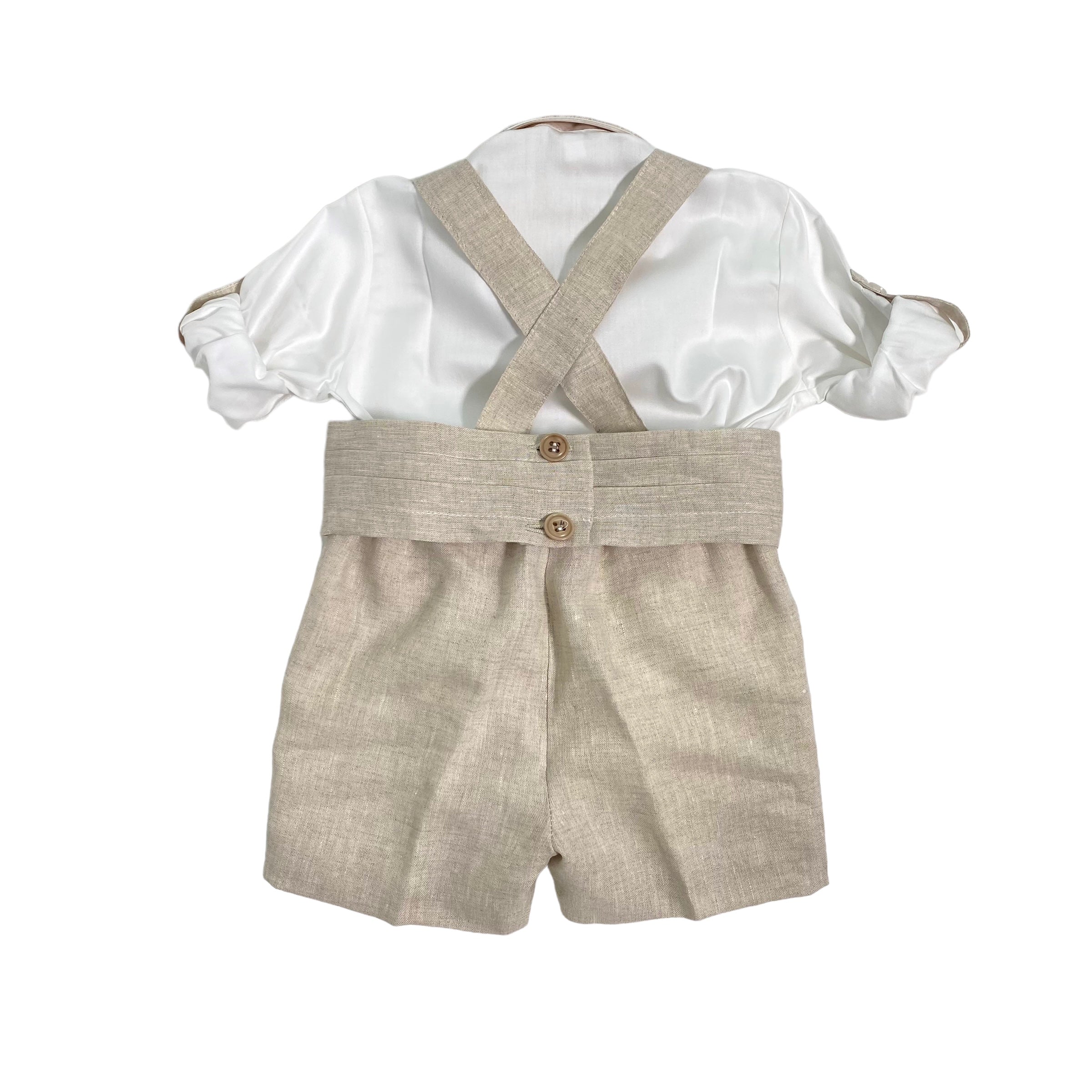 Completo Elegante In Lino Con Bermuda Neonato CREAZIONI LUANA 1309 - CREAZIONI LUANA - Luxury Kids